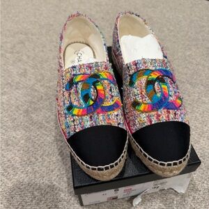 CHANEL 23C Colorful Tweed Espadrilles 42